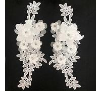 xingmo 2pcs White Lace Floral Embroidered Appliques Patch Sew On Embroidered Floral Applique