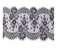 xingmo 3 Meters Lace Edge Trim Ribbon Floral Lace Ribbon Embroidered Applique Tulle Edging Trimming Fabric for Sewing Wide 30cm (Black)