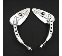 Xingmoto Chrome Skull Side Mirrors for Harley Davidson 1982-Later All Models (Except VRSCF, 2014-Later FLHTKSE, FLHRSE6, FLHR, FLHRC, XL1200X)