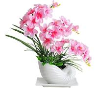 XINGNANUP Flower in Pot Simulation Purple Moth Orchid Snail Ceramic Decorative Bouquet Living Room Bedroom Study Jewelry Landscape ower Arrangement (Color : A: Flowe (A: Fl