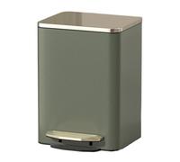 XINGNANUP Garbage Can Modern Trash with Lid, Stainless Steel Step with PU Leather Outer Layer, Soft Close Pedal Wastebasket Bin with Removable Inner Bucket Wastepaper Basket(Army green,12L)