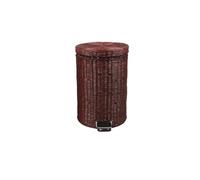 XINGNANUP Garbage Cans Rattan Round Trash Can With Lid Stainless Steel Bracket,Yellow,brown Indoor Dustbins Slow Down trash 12L