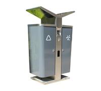 XINGNANUP Outdoor Garbage Can Stainless Steel Trash, Rectangular Classified Commercial Recycling Bin with Double Bins,ray and Battery Area Large