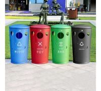 XINGNANUP Outdoor Garbage Can Steel Trash Creative Round Bin Mushroom Shape Courtyard Metal Classification Large(Multicolor)
