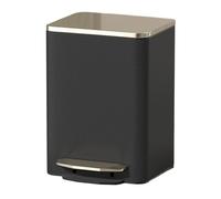 XINGNANUP Trash Cans Modern Can with Lid, Stainless Steel Step Garbage with PU Leather Outer Layer, Soft Close Pedal Wastebasket Bin with Removable Inner Bucket Kitchen Trashcan(Black,12L)