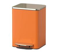 XINGNANUP Trash Cans Modern Can with Lid, Stainless Steel Step Garbage with PU Leather Outer Layer, Soft Close Pedal Wastebasket Bin with Removable Inner Bucket Kitchen Trashcan(Orange,12L)