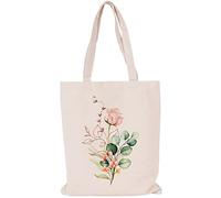 XINGNIAO Canvas Floral Botanical Tote Bag for Women Teacher, Reusable Grocery Bags, Cute Cat Tote Bags Aesthetic for Shopping