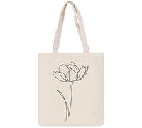 XINGNIAO Canvas Floral Botanical Tote Bag for Women Teacher, Reusable Grocery Bags, Cute Cat Tote Bags Aesthetic for Shopping