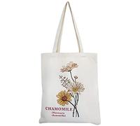 XINGNIAO Canvas Floral Botanical Tote Bag for Women Teacher, Reusable Grocery Bags, Cute Cat Tote Bags Aesthetic for Shopping
