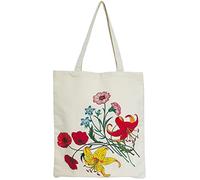 XINGNIAO Canvas Floral Botanical Tote Bag for Women Teacher, Reusable Grocery Bags, Cute Cat Tote Bags Aesthetic for Shopping