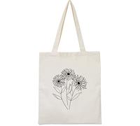 XINGNIAO Canvas Floral Botanical Tote Bag for Women Teacher, Reusable Grocery Bags, Cute Cat Tote Bags Aesthetic for Shopping