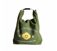 XINGNIAO Japanese Bento Bag, Stylish Smiley Face Canvas Insulated Lunch Tote with Handle and Buckle Roll-up Lunch Bag