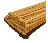 XINGO 100 PCS Cable Zip Ties Heavy Duty, 120 lbs Tensile Strength, Self-Locking Premium Plastic Cable Wire Ties for Indoor and Outdoor Use (300mm x 7.6mm, Gold)