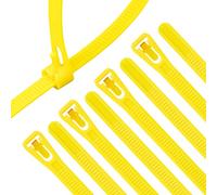XINGO 100PCS Releasable Cable Zip Ties Adjustable Wire Cable Ties, Reusable Zip Ties Tie Straps for Multi-Purpose Use Indoor and Outdoor Plastic Tie Wire (400mm x 7.6mm, Yellow)
