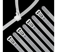 XINGO 100PCS Releasable Cable Zip Ties Adjustable Wire Cable Ties, Reusable Zip Ties Tie Straps for Multi-Purpose Use Indoor and Outdoor Plastic Tie Wire (450mm x 7.6mm, White)