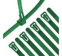 XINGO 100PCS Releasable Cable Zip Ties Adjustable Wire Cable Ties, Reusable Zip Ties Tie Straps for Multi-Purpose Use Indoor and Outdoor Plastic Tie Wire (450mm x 7.6mm, Green)