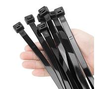 XINGO 12 inch Black Zip Ties Heavy Duty 100 PCS, 200 LBS Ultra Strong Plastic Wire Ties, Large Cable Ties Extra Long Tie Wraps, Indoor and Outdoor UV Resistant