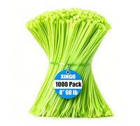 XINGO Apple Green Cable Ties Pack of 1000, 200mm x 4.8mm, Premium Nylon Durable Zip Ties, Self-Locking UV Resistant Nylon Plastic Wire Ties for Indoor and Outdoor