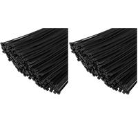 XINGO Black Cable Ties Pack of 2000, 300mm x 4.8mm, Premium Nylon Durable Zip Ties, Self-Locking UV Resistant Nylon Plastic Wire Ties for Indoor and Outdoor