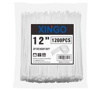 XINGO White Cable Ties 1200 PCS,300mm x 4.8mm, 85 LBS Tensile Strength, UV Resistant Cable Ties, Premium Self-Locking Plastic Ties for Indoor and Outdoor Use