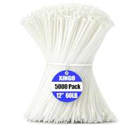 XINGO White Cable Ties Pack of 5000, 300mm x 4.8mm, Premium Nylon Durable Zip Ties, Self-Locking UV Resistant Nylon Plastic Wire Ties for Indoor and Outdoor