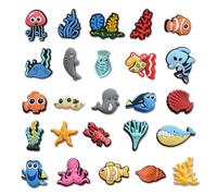XINGPUBHD 25PCS Ocean Sea Animals Charms for Bubble Slides Clogs Sandals, Under the Sea Marine Life PVC Shoe Accessories Decorations for Girls Women Kids Teens