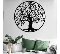 XINGQU 60cm / 23.6inch Large Tree of Life Wall Art Decor, Metal Family Tree Wall Sculpture, Hollowed Tree of Life Wall Hanging Sign for Office Bedroom Living Room