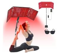 xingruyu Foldable Red Light Lamp with Protective Glasses,480 LEDs 660nm Red & 850nm Near Infrared Lamp with Adjustable Stand,6 Time Settings,5 Brightness,3 Light Modes for Face and Body Black