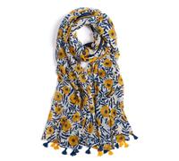 XINGSHUNFU Scarf for Women Lightweight Fashion Floral Printed Scarves Boho Fall Winter Fringed Shawl Wraps(Orange Flower)