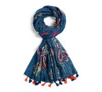 XINGSHUNFU Scarf for Women Lightweight Fashion Floral Printed Scarves Boho Fall Winter Fringed Shawl Wraps(Navy)