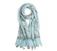 XINGSHUNFU Scarf for Women Lightweight Fashion Floral Printed Scarves Boho Fall Winter Fringed Shawl Wraps(Green Flower)