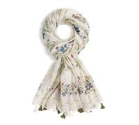 XINGSHUNFU Scarf for Women Lightweight Fashion Floral Printed Scarves Boho Fall Winter Fringed Shawl Wraps(White)