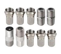 Xingsiyue 10 Pcs F Plug Connectors Waterproof Micro Screw Kit | Twist On Aerial Connector for RG6 Coaxial Cable, F Type Connectors for Satellite Cable/Antenna/TV Aerial Cables - Silver
