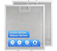 Xingsiyue 2 Pack Universal Cooker Hood Filter Replacement 305x267mm, 5-Layer Aluminium Mesh, Easy to Install and Washable Kitchen Extractor Fan Vent Metal Grease Filter, 9mm Thick