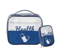 XINGSUI 1 Pcs First Aid Bag Empty, Portable Travel First Aid Kit, Drug Pack Storage Bag Empty, for Home, Office, Vehicle, Camping, Workplace & Outdoor (Navy Blue Transparent, 2 Sizes)