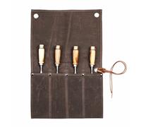 Xingte Heavy Duty Waxed Canvas Chisel Roll Bag, Multi-function Tool Bag with 4 Tool Pockets, Leather Rope ( Grey )