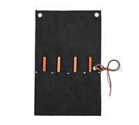 Xingte Heavy Duty Waxed Canvas Chisel Roll Bag, Multi-function Tool Bag with 4 Tool Pockets, Leather Rope, Black