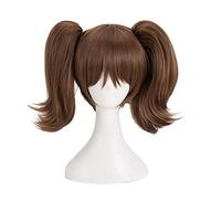 Xingwang Queen Anime Cosplay Wig Short Brown Clip Double Ponytail Party Wigs for Women Girls