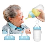 XINGYAOGJ Drinking Aids Feeding Cup with Spoon Straw Teat for Elderly Disabled Bedridden Adult Drink Water Soup Porridge Feeding Bottle 3-in-1 Squeezable Feeding Aid 180ml