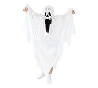 XINGYAOGJ White Ghost Costume Full Head Cover Scary Specter Demon White Hooded Robe Adults Spooky Spirit Cloak Cape Halloween Funny Ghost Outfit Fancy Dress Party Cosplay Costume