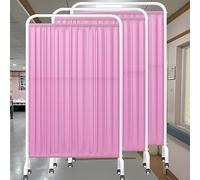 XINGYAOSM Folding Medical Privacy Screen 3 Panel Clinic Privacy Screen, Rolling Ward Partition Wall Panels, for Doctor's Office Beauty Salons Clinic Hospitals Wards(Pink)