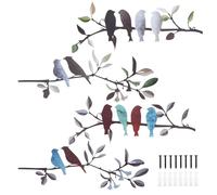 XINGYATU 4 Pieces Metal Wall Art, Iron Wall Art Birds on a Branch Black Hollow Sculpture, Tree Leaf Shaped Wall Hanging Decor Sign, Ornaments for Bedroom Living Room Garden Decoration (40cm/15.7in)