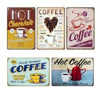 XINGYATU 5 PCS Tin Sign, Coffee Vintage Metal Tin Painting Signs, Plaque Poster, Retro Metal Sign, Home Wall Decor for Kitchen Cafe Bedroom Bar, 20 X 30cm