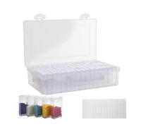 XINGYATU Diamond Art Storage Box, 64&32 Slots Transparent Bead Storage Box, Portable Diamond Art Painting Accessories, Thickened PP Plastic Crystal Case with Hinged Lid, Multi-Purpose Craft Container