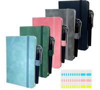 XingyLi 20Pcs A6 Pocket Notebook Set, 200 Pages/100 Sheets Lined Journal Notebooks with Pens and Sticky Tabs, Small Hardcover Leather Notepad, College Ruled Journals Memo Note Book for School Office