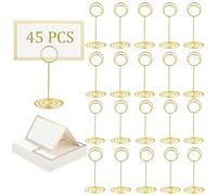 XingyLi 45pcs Table Number Holders Set, 3.35 inch Gold Wedding Place Card Holder with Place Cards, Table Number Stands, Wire Memo Picture Photo Name Card Holders, Menu Clips for Party Banquet Office