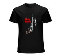 XINGYUE STAR Dirty Harry Movie Poster 100% Cotton Short Sleeve T-Shirt Black XL