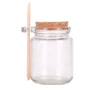 XINGZI 1Pcs 250ml/8.5oz Empty Clear Glass Jam Jar with Cork and Spoon Multipurpose Honey Candy Coffee Bath Salts Storage Canister Can Pot Tin Bottle Container Crock for Item Storage
