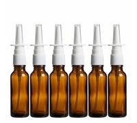 XINGZI 6PCS Travel-Sized 5ML Empty Refillable Amber Glass Nasal Spray Bottle Pump Sprayers Cleanser Container For Medical Dispensing Wash Makeup Perfume Storage Containers