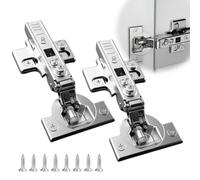 XINHAITC 2 Pack Cabinet Hinges Full Overlay Hinges 4D Adjustment Soft Close Corner Kitchen Cabinet Hinges Folding Mute Cabinet Hinges (Straight Curved Full Cover)